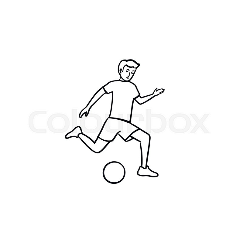 800x800 Soccer Player Kicking Ball Hand Drawn Stock Vector Colourbox