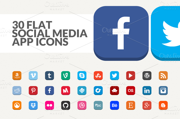 580x386 Check Out Flat Social Media App Icons