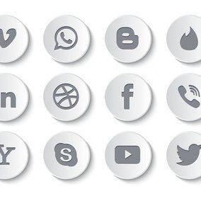 284x284 Elegant Button Style Social Media Icons