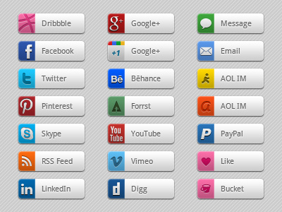 400x300 Flat Social Media Icons Button Style
