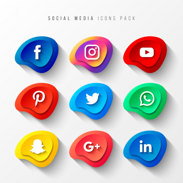 626x626 Social Media Icons Pack Button Effect Vector Free Download