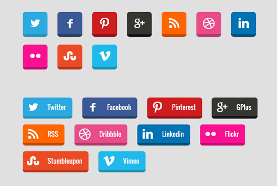 550x369 Beautiful Html Social Media Buttons
