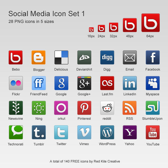 550x550 Free Social Media Icon Pack, Sizes Of Png