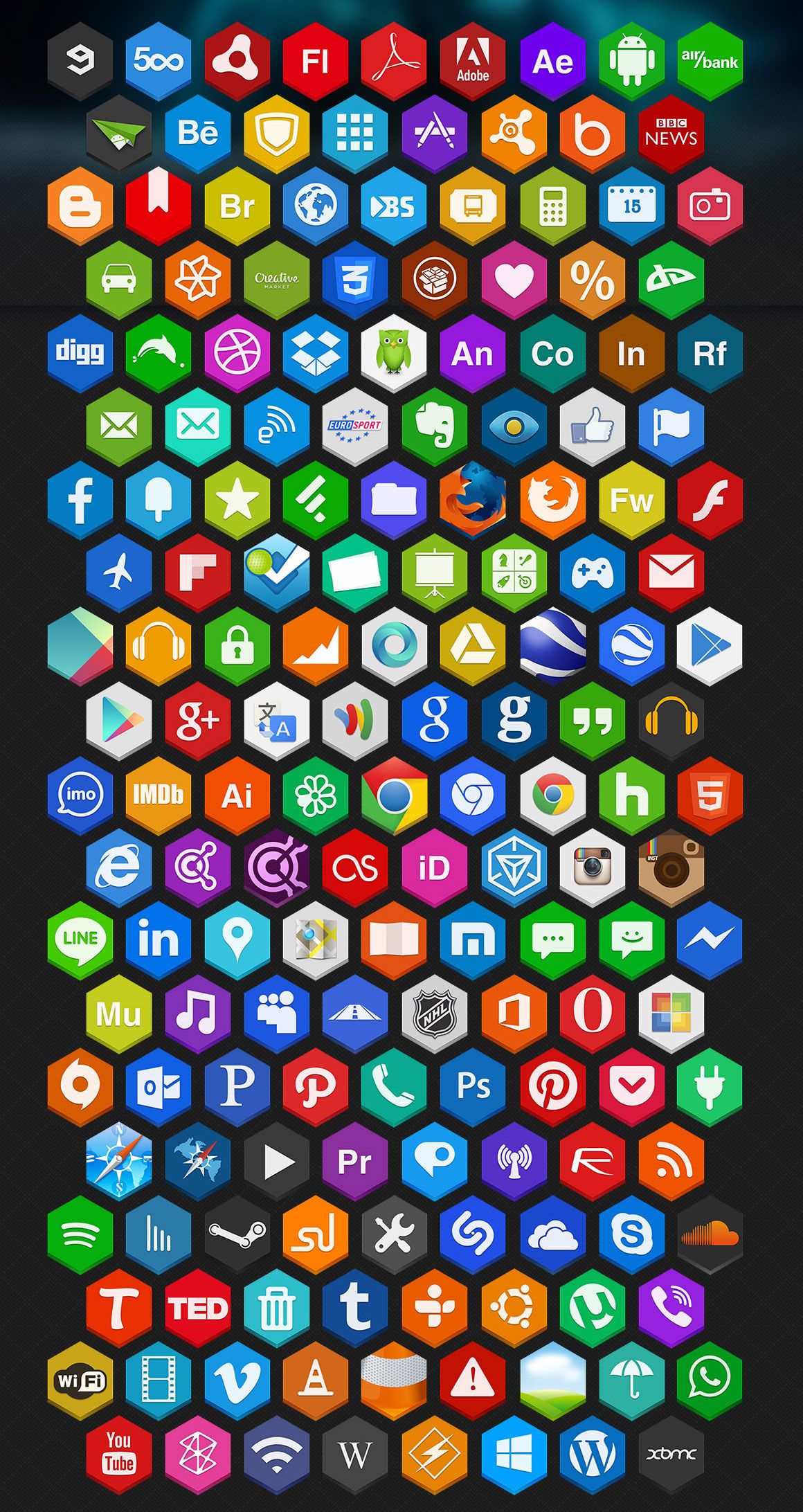 1160x2184 Beautiful Free Flat Social Media Icons Sets Social Media