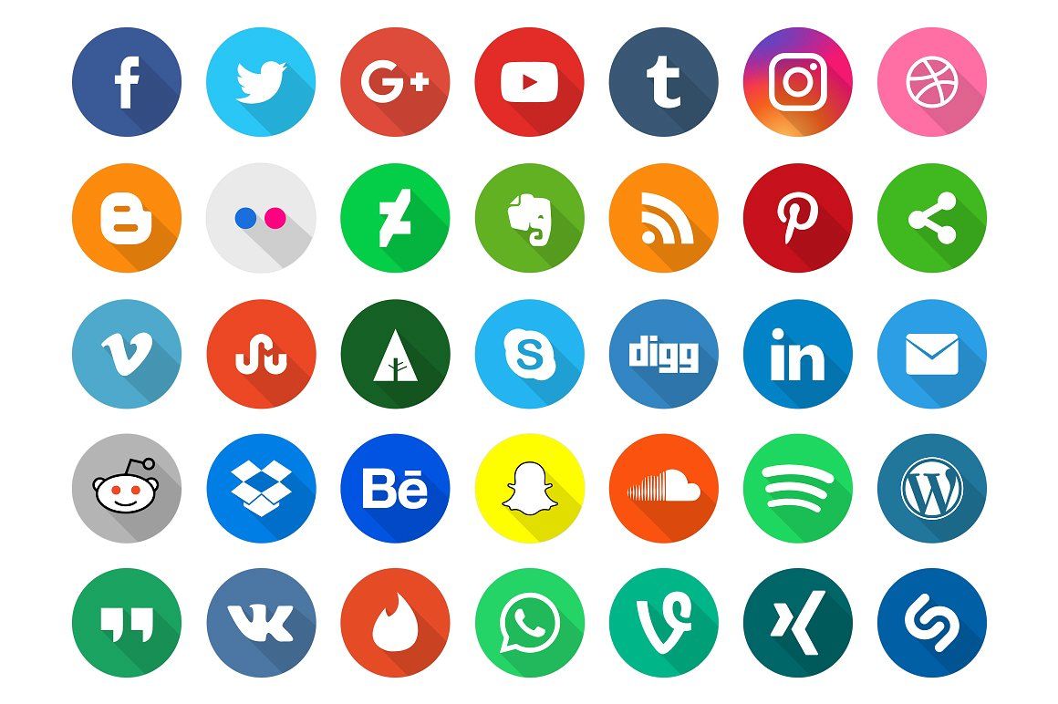 1160x772 Flat Social Media Icons Pack
