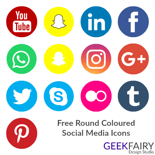 500x500 Free Coloured Round Social Media Icons