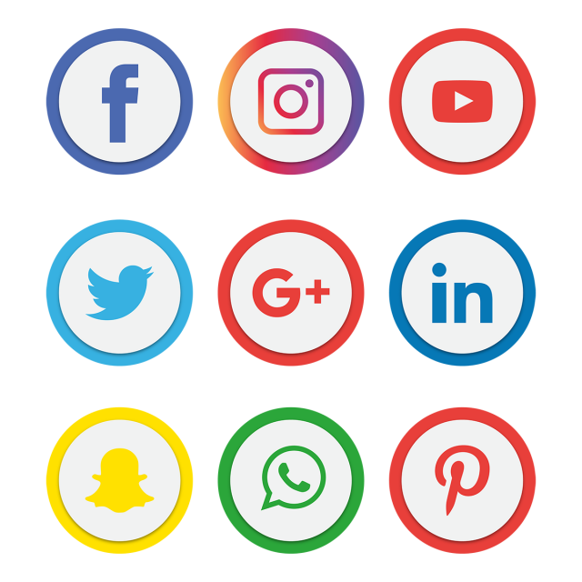 640x640 Social Media Icons Set Logo Vector Illustrator, Social Media Icons