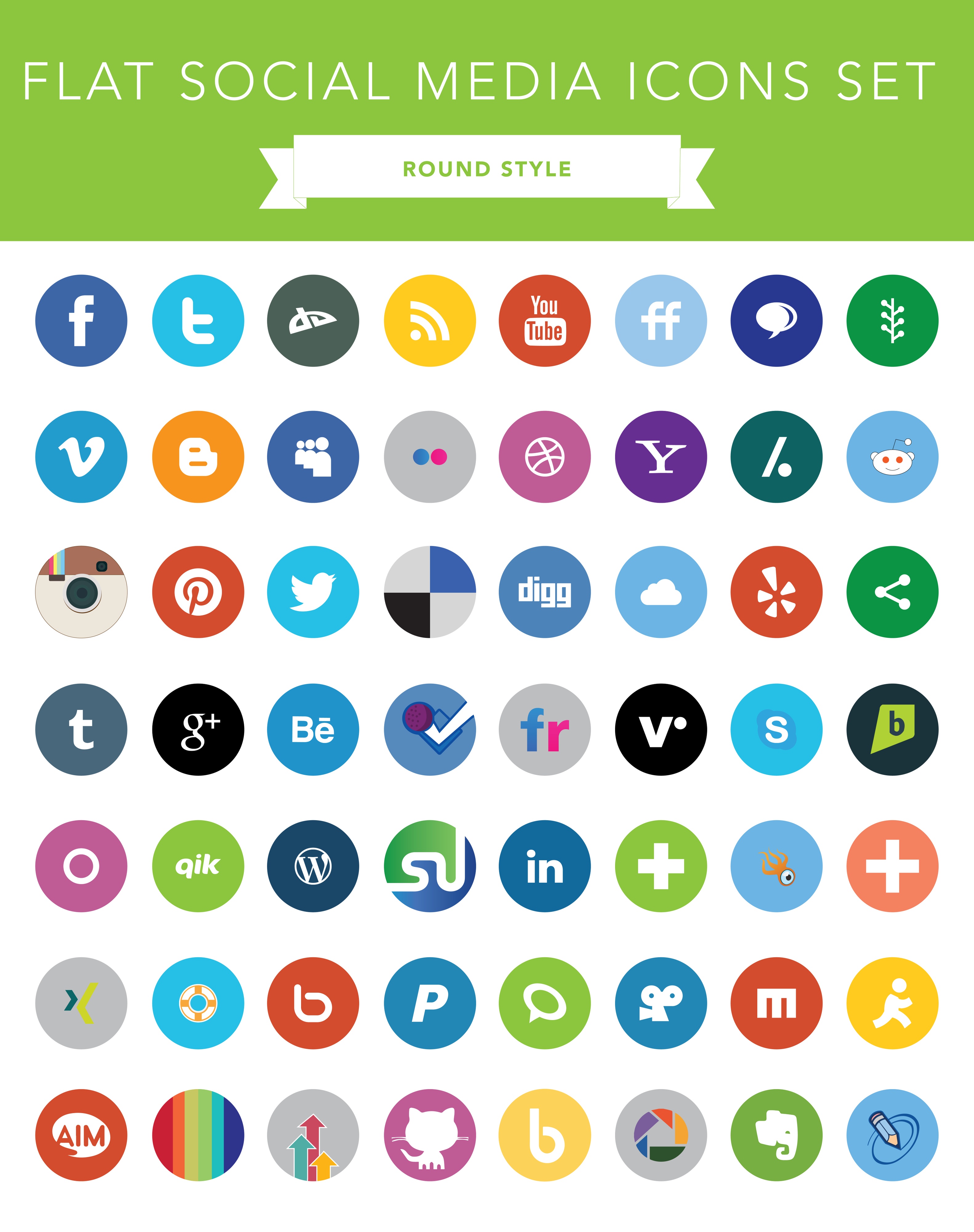 Flat Social Media Icons Set 3164x4000 Flat Social Media Icons Set