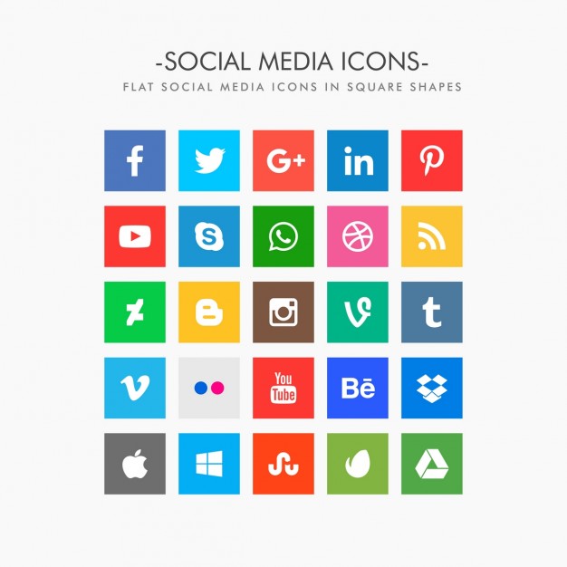 Flat Social Media Icons Set Vector Free Download 626x626 Flat Social Media Icons Set Vector Free Download