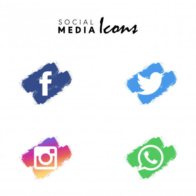 Multicolored Dry Brush Social Media Icon Set Collection Vector 626x626 Multicolored Dry Brush Social Media Icon Set Collection Vector