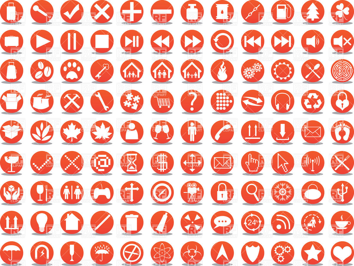 Set Of Orange Internet, Social And Multimedia Icons Vector Image 1200x902 Set Of Orange Internet, Social And Multimedia Icons Vector Image