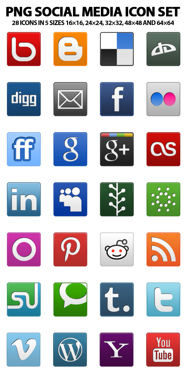 600x1209 Png Social Media Icon Set