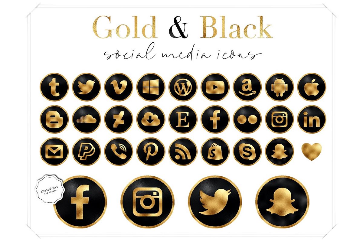 Black And Gold Social Media Icons 1200x800 Black And Gold Social Media Icons