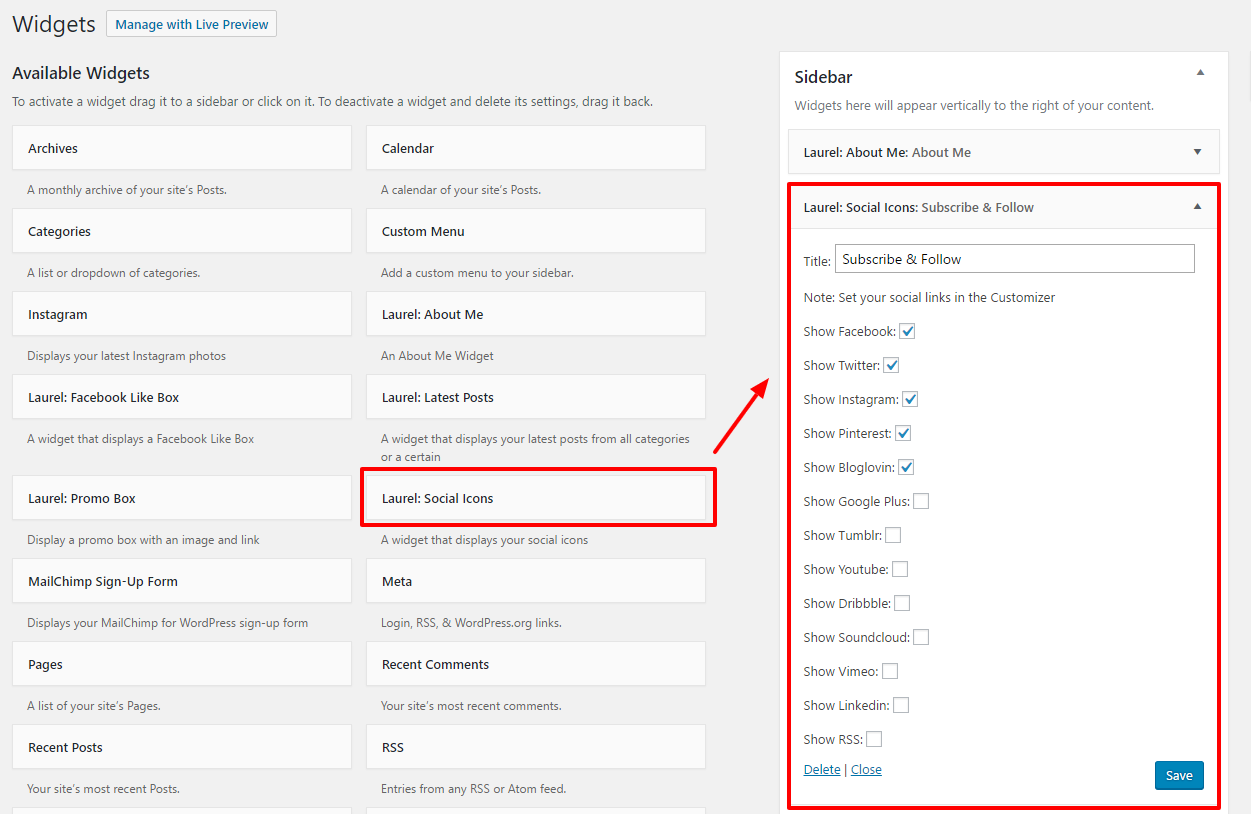 1251x814 How Do I Add Social Media Icons To Laurel Solo Pine