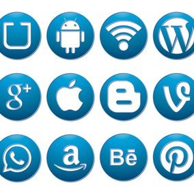 284x284 Button Style Social Media Icon Collection