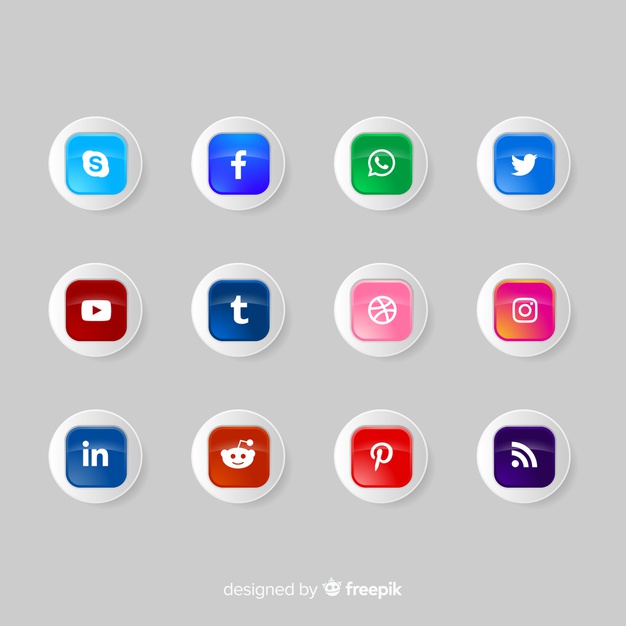 626x626 Social Media Icon Buttons Logo Collection Vector Free Download