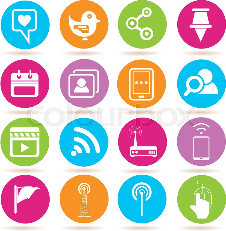 780x800 Social Media Icons In Circle Buttons Stock Vector Colourbox
