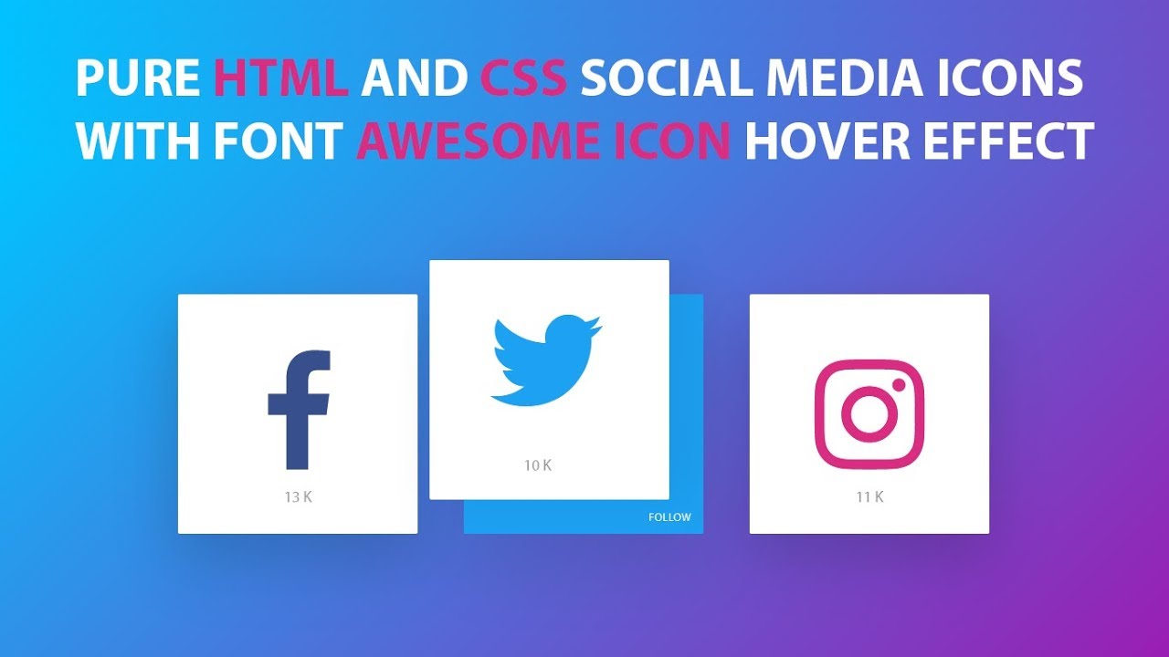 Pure Html And Css Social Media Icons With Font Awesome Icon Hover 1280x720 Pure Html And Css Social Media Icons With Font Awesome Icon Hover
