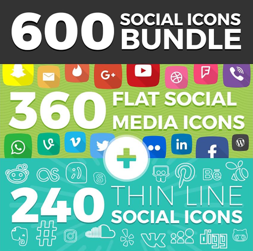 850x846 Best Social Media Icon Sets For Web, Apps, And More