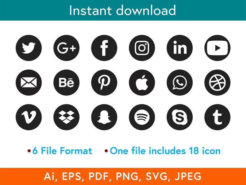 794x596 Social Media Icons Black Social Media Icons Website Icons Etsy