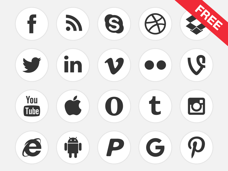 800x600 Free Black White Social Media And Logo Icons Free Icon Packs