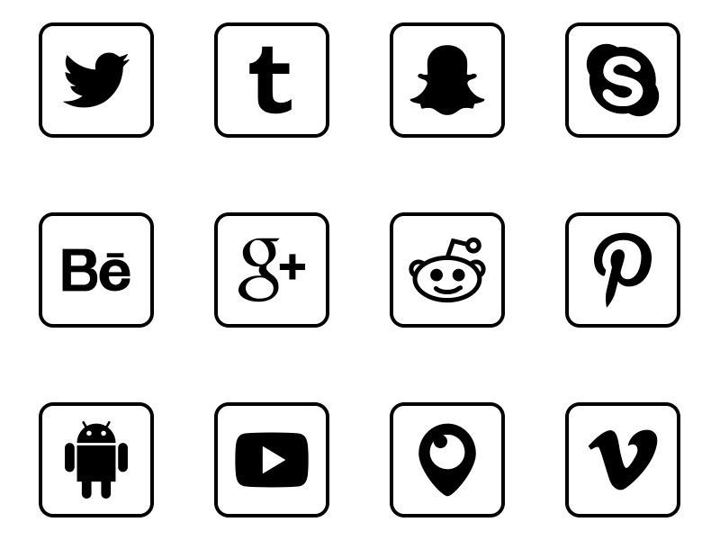 800x600 Free Social Media Outline Square Icons