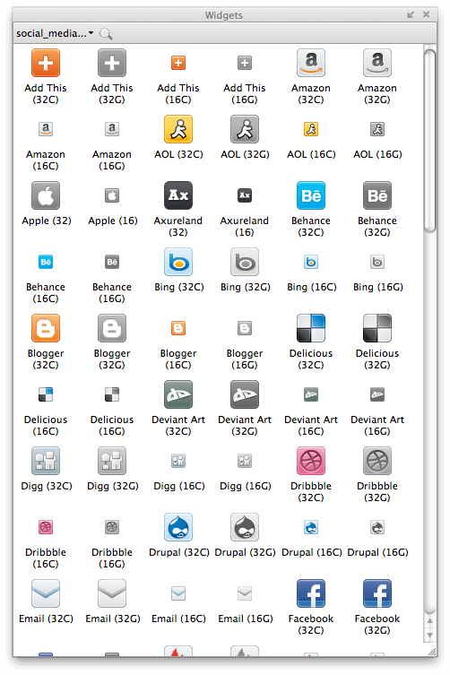 502x753 Axure Social Media Icons Widget Library
