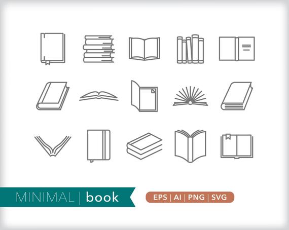 570x454 Book Line Icons Library Icon Illustrations Png Etsy