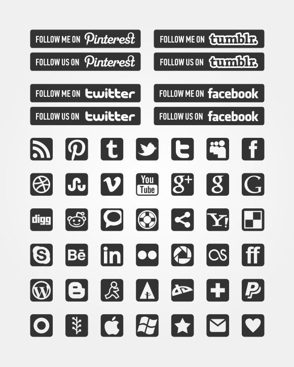 580x724 Freebies Black White Minimal Social Icons Pack Tech