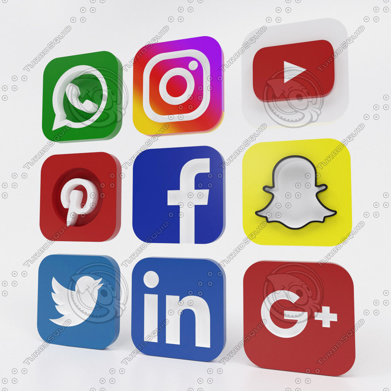 800x800 Pack Social Media Icons Model