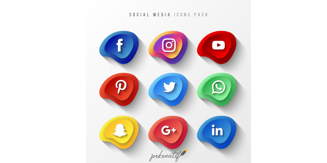 660x330 Social Media Icons Pack Button Effect Vector Free Vectors