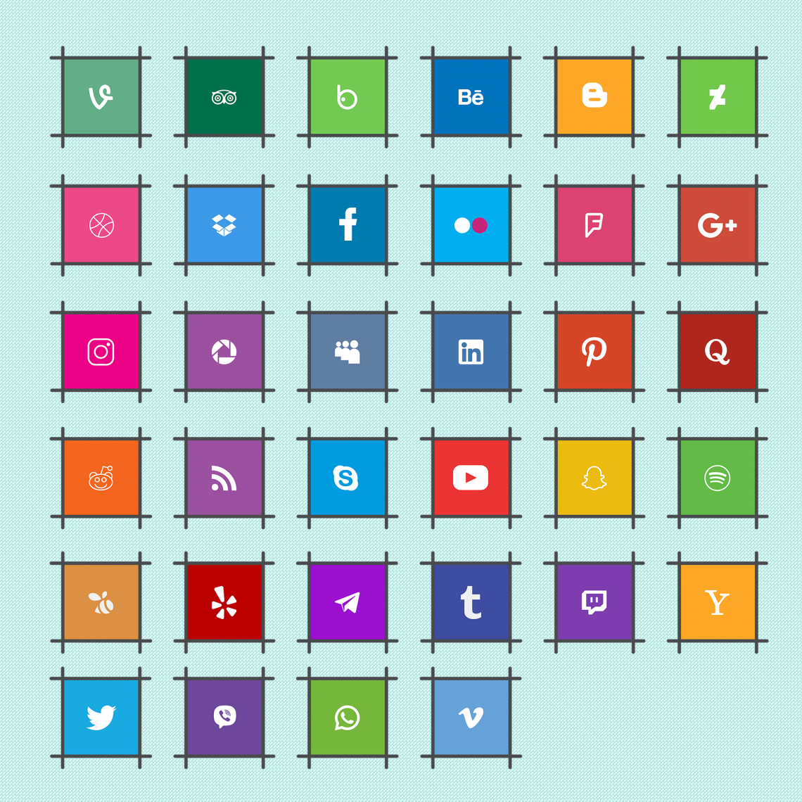 1140x1140 Social Media Icon Pack