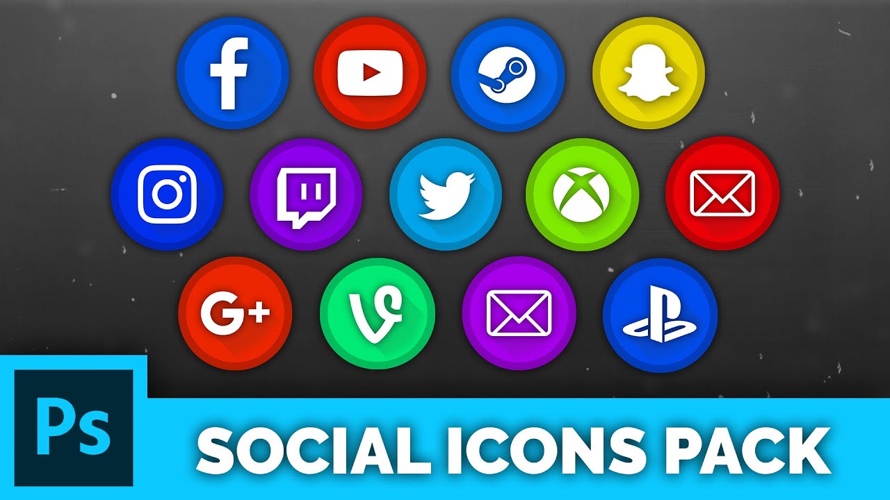 Free Photoshop Pack Social Icons Logos 1280x720 Free Photoshop Pack Social Icons Logos