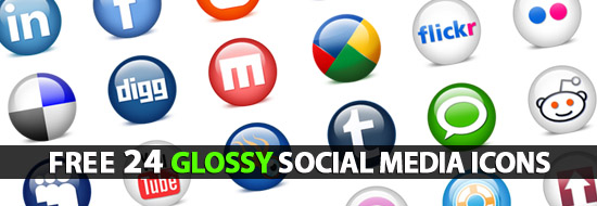 Glossy Social Media Icons Including Icons 550x190 Glossy Social Media Icons Including Icons