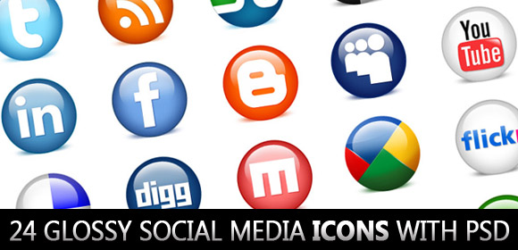 Glossy Social Media Icons With Free Download Freebies 580x280 Glossy Social Media Icons With Free Download Freebies