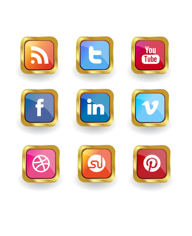 650x800 Premium Members Golden Vector Social Media Icon Set Creative Nerds