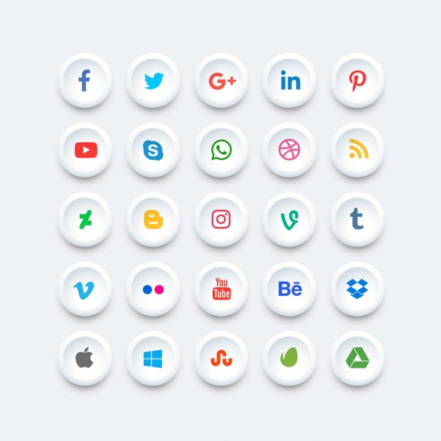 626x626 Rounded Social Media Icons Set Vector Free Download