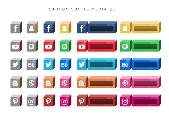 700x490 Boxed Social Media Icon Set Vector
