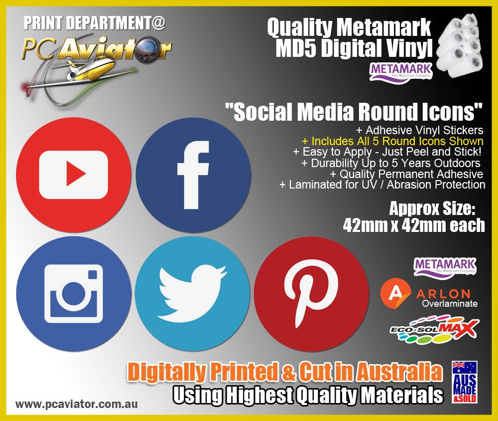 1000x844 Social Media Round Icon Sticker Set