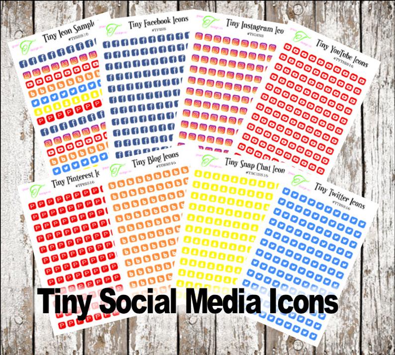 794x715 Tiny Social Media Icon Sticker Sheet Etsy