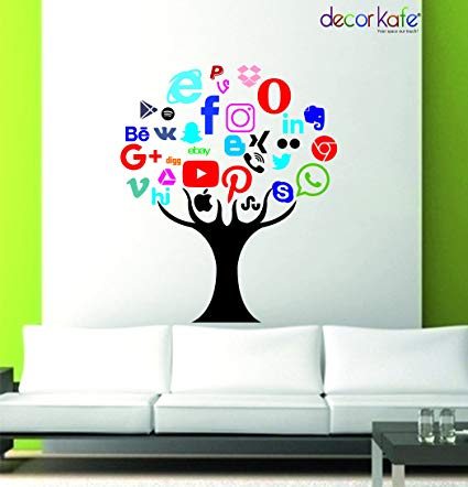 425x442 Buy Decor Kafe Social Media Network Concept Tree Icons Set Wall
