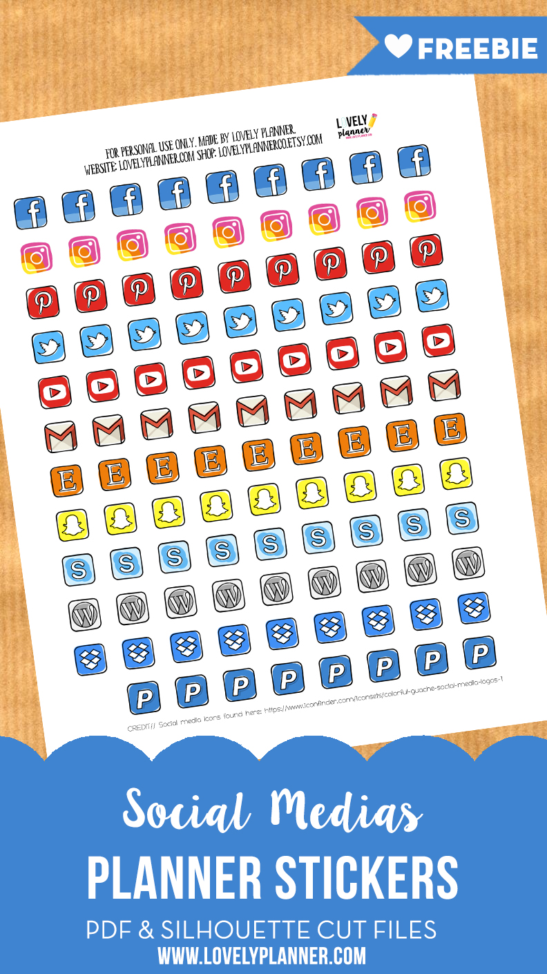 792x1410 Free Social Media Icons Planner Stickers