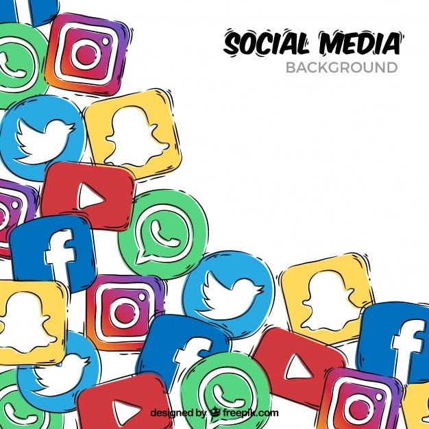 Free Hand Drawn Background With Social Media Icons Dxf Png 626x626 Free Hand Drawn Background With Social Media Icons Dxf Png