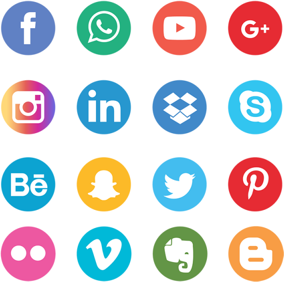 563x559 Hd Social Media Icons Set Network Background Smiley Face