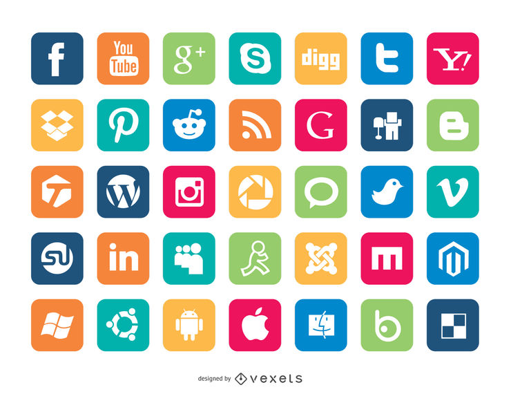 740x570 Set Of Social Media Icons
