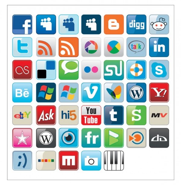Awesome Social Media Icons Vector Pack 600x616 Awesome Social Media Icons Vector Pack