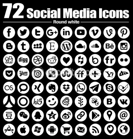 New Round Social Media Icons Vector, Black And White 432x449 New Round Social Media Icons Vector, Black And White