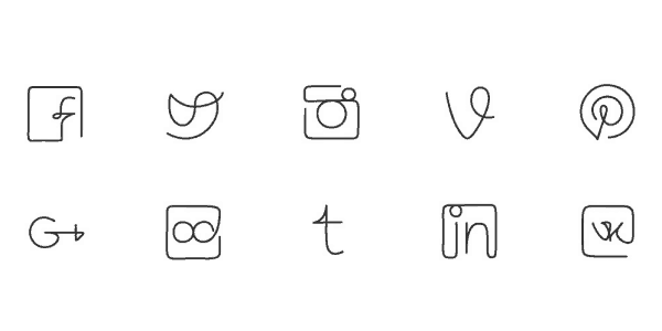600x300 Free One Line Social Network Icons