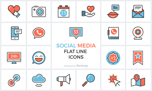 600x360 Freebie Social Media Flat Line Icon Set Icons, Png