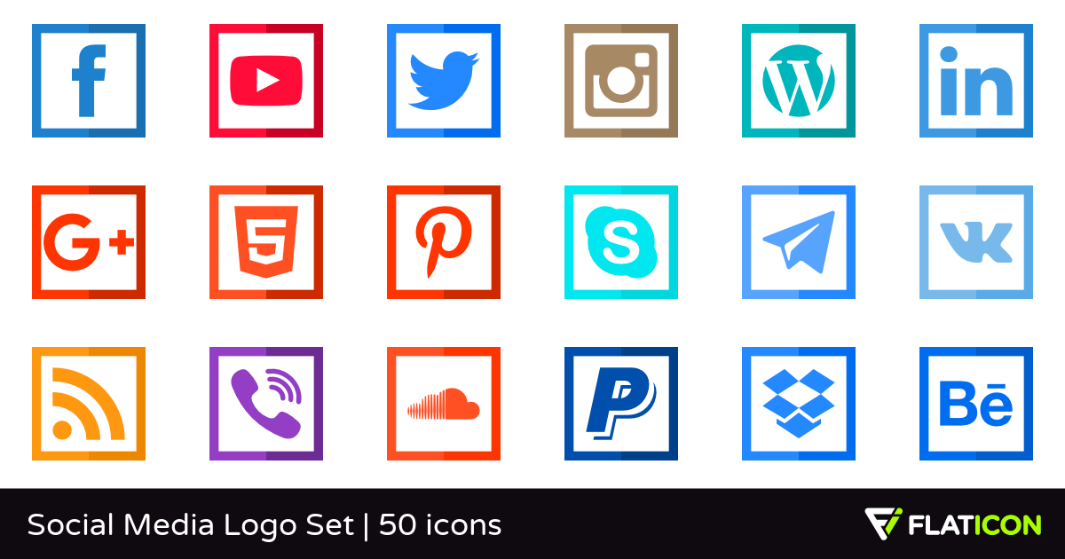 Social Media Logo Set Free Icons 1200x630 Social Media Logo Set Free Icons
